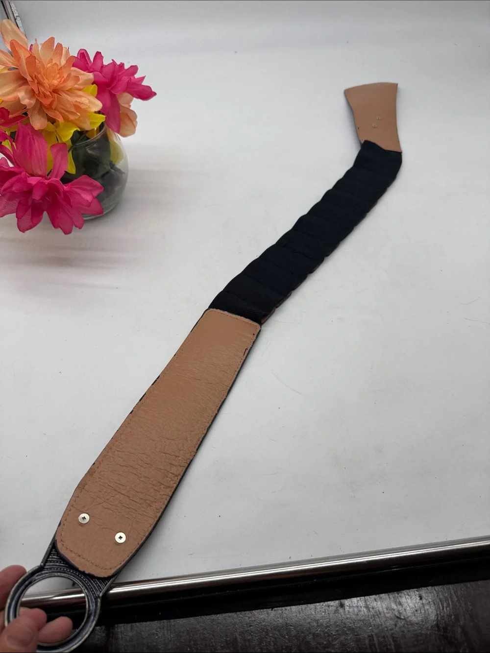Black Studded Elastic Waist Belt with Ring Buckle